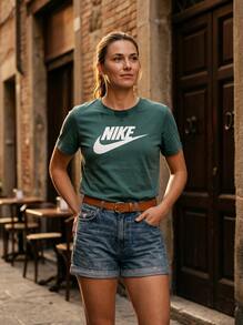 Nike تي شيرت نسائي أساسي أخضر - VINTAGE GREEN - مشاهدة 3