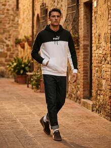 Puma هوديز رجالي أساسية بألوان أسود وأبيض - أبيض - مشاهدة 4