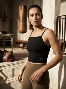 Reebok حمالة صدر رياضية نسائية Yoga RIB باللون الأسود - الأسود - مشاهدة 6