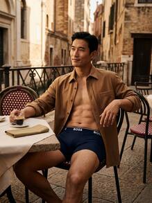 Hugo Boss Men's Breathable Skin-Friendly Versatile Travel Sports Office 50475282-282 - Dark Blue - View 3