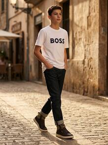 Hugo Boss Kids' Durable Comfortable Versatile Outdoor Training Vacation White J25P24-544 - White - View 4
