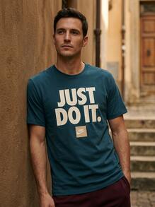 Nike تي شيرت رجالي Just Do It باللون الأزرق - الأزرق - مشاهدة 6