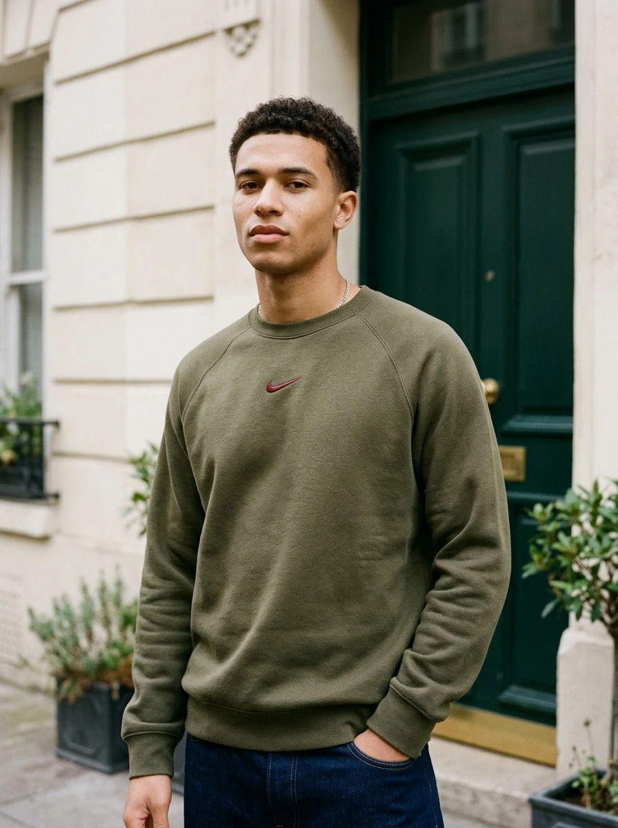 Nike كنزة رجالية بياقة دائرية من نوكتا باللون الأخضر - Cargo Khaki - مشاهدة 1