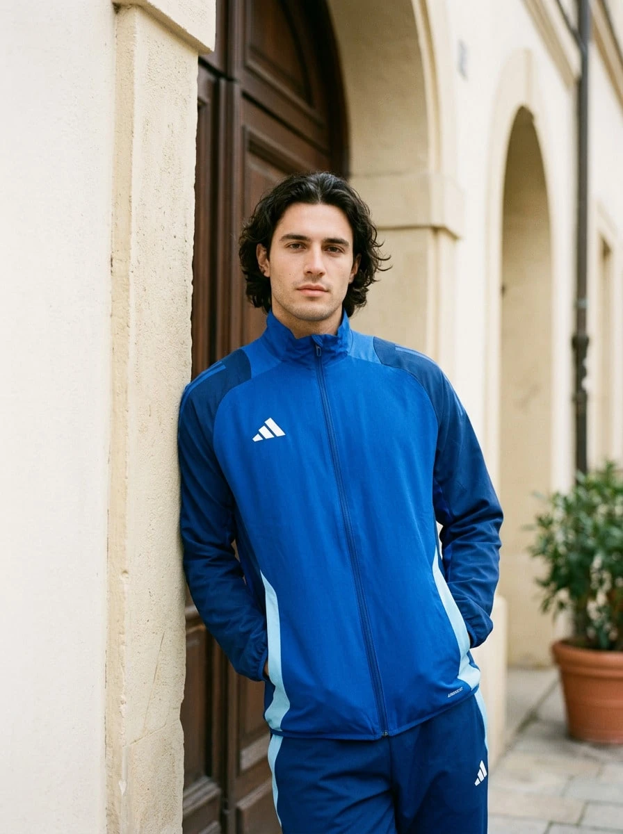 Adidas Men's Sports Jackets Stretchy Comfortable Durable Hiking Daily Training Blue IR7597 - Navy Blue - View 1