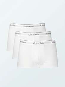 Calvin Klein 男士三件套字母图案平角内裤 - 白色 - 查看 3