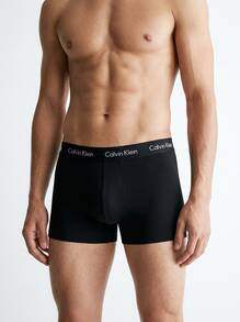 Calvin Klein Cotton Stretch Men's 5-Pack Low Rise Trunks All-Day Comfort Logo Detail 000NB2734A-XWB All-Day Wear Home Relaxation Beach Season Must-Have Cotton Elastane - Black W/ Black WB - View 5