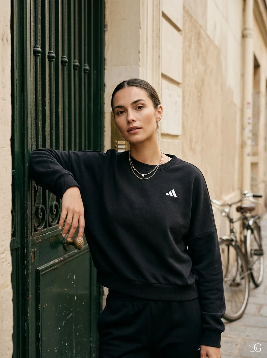 Adidas بلوزة رياضية نسائية أساسية باللون الأسود - الأسود - مشاهدة 1