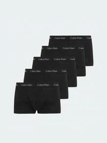 Calvin Klein Cotton Stretch Men's 5-Pack Low Rise Trunks All-Day Comfort Logo Detail 000NB2734A-XWB All-Day Wear Home Relaxation Beach Season Must-Have Cotton Elastane - Black W/ Black WB - View 3