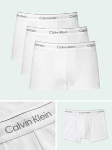 Calvin Klein 男士三件套字母图案平角内裤 - 白色 - 查看 7