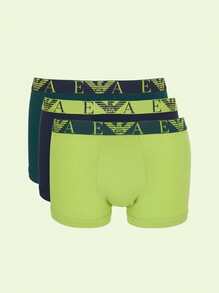 Emporio Armani Men's Trunks Quick-Dry Breathable Skin-Friendly Weekend Training Daily EM000259-AF10778-MB255 - Navy Blue and Lime Green and Dark Green - View 3
