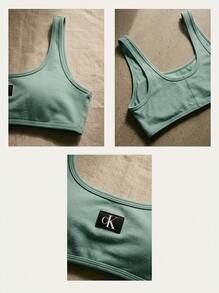 Calvin Klein CK SWIM Women's Elastic Chlorine-Resistant Stretchy Vacation Pool Beach Green KW0KW02344-L65 - Blue - View 5