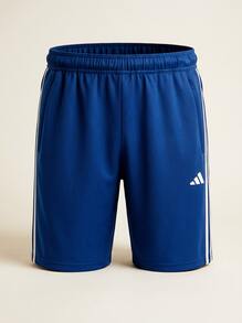 Adidas شورت تدريب رجالي أساسي ب- 3 خطوط باللون الأزرق الداكن - أزرق بحري - مشاهدة 3