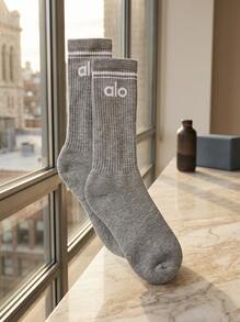 Alo Yoga 中性襪 透氣 百搭 保暖 日常健身 灰色 A0357U-GREY - 灰色 - 查看 4