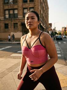 Reebok حمالة صدر نسائية وردية - وردي - مشاهدة 2