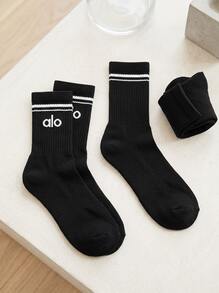 Alo Yoga 中性襪 透氣 百搭 柔軟 日常跑步用 黑色 A0480U-BLACK - 黑色 - 查看 3