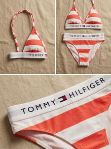 Tommy Hilfiger Women's Versatile Anti-Exposure Quick-Dry Summer Vacation Pool Orange UG0UG00786-0JN - White and Orange - View 3