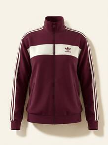 Adidas أوريجينالز جاكيت رياضي نسائي بتصميم كتل لونية باللون المارون - عنابي اللون - مشاهدة 3