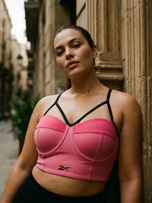 Reebok حمالة صدر نسائية وردية - وردي - مشاهدة 8