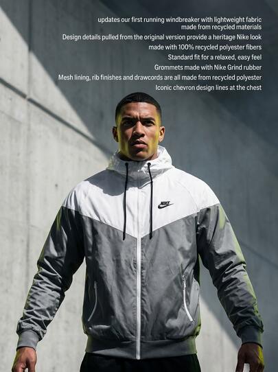 Nike Sportswear Windrunner Men's Hooded Jacket DA0001-084: White/Grey, Spring Windproof, Quick-Dry For Outdoor, Sports & Travel.
