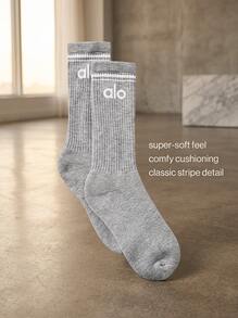 Alo Yoga 中性襪 透氣 百搭 保暖 日常健身 灰色 A0357U-GREY - 灰色 - 查看 1
