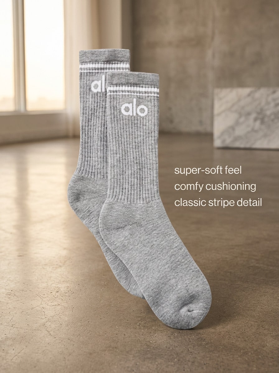 Alo Yoga 中性襪 透氣 百搭 保暖 日常健身 灰色 A0357U-GREY - 灰色 - 查看 1