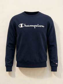 Champion بلوزة رياضية خفيفة الوزن بياقة دائرية للنساء باللون الأزرق الداكن - أزرق بحري - مشاهدة 2