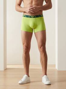 Emporio Armani Men's Trunks Quick-Dry Breathable Skin-Friendly Weekend Training Daily EM000259-AF10778-MB255 - Navy Blue and Lime Green and Dark Green - View 8