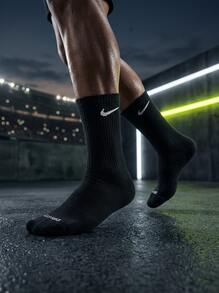 Nike Everyday Plus Unisex Cushioned Training Crew Socks Breathable SX6888-010 - Black - View 5