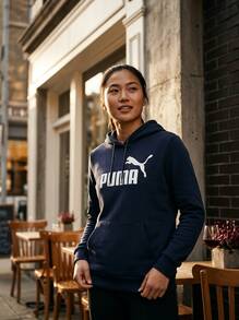 Puma هوديز نسائية أساسية باللون الأزرق الداكن - Deep Plum - مشاهدة 2