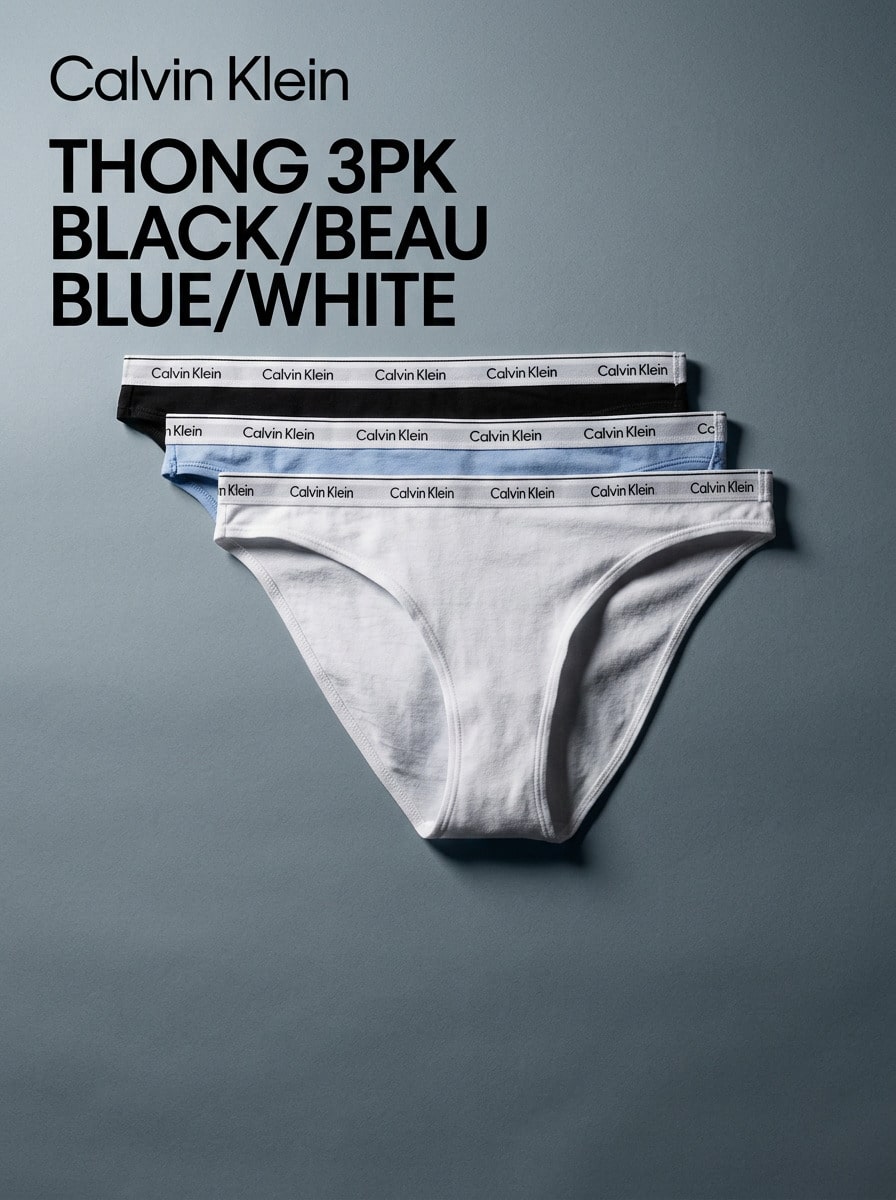 Calvin Klein 女款內褲輕盈舒適日常休閒黑色 QD5209-401 - 黑/藍/白 - 查看 1