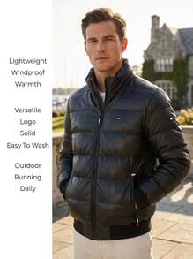 Adidas Lightweight Men Jacket Windproof Warmth Versatile Logo Solid Easy To Wash Outdoor Running Daily Black 152AU820 - View 2