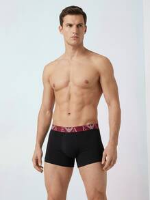 Emporio Armani Men's Trunks Versatile Comfortable Lightweight Weekend Training Daily EM000259-AF10778-M0035 - Red, black, white - View 3