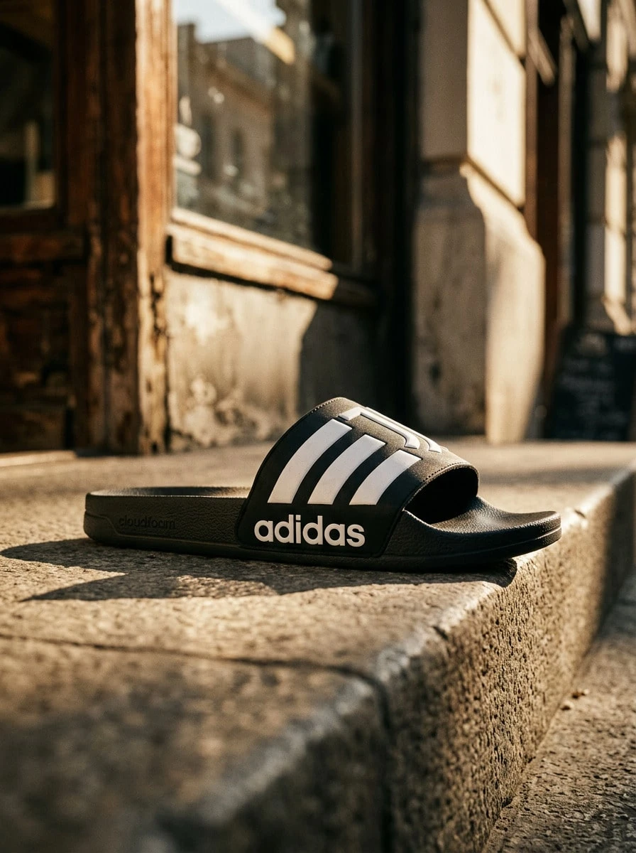 Adidas أديليت دش جونيور أسود/أبيض/أسود - أبيض وأسود - مشاهدة 1