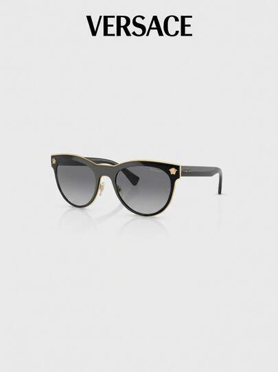 Versace Gafas de sol polarizadas negras con degradado gris para mujer, montura de acetato 532793 8053672916065, protección UV400, ligeras, moda de otoño, uso diario, conducción, elegantes