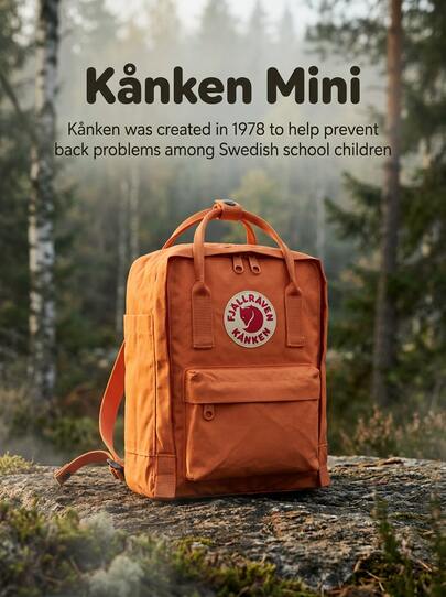 FJALLRAVEN Kanken Mini Daypacks Unisex Backpacks Outdoor Lightweight Portable Waterproof Multi-Compartments Easy To Carry Daily Orange 7323451018022