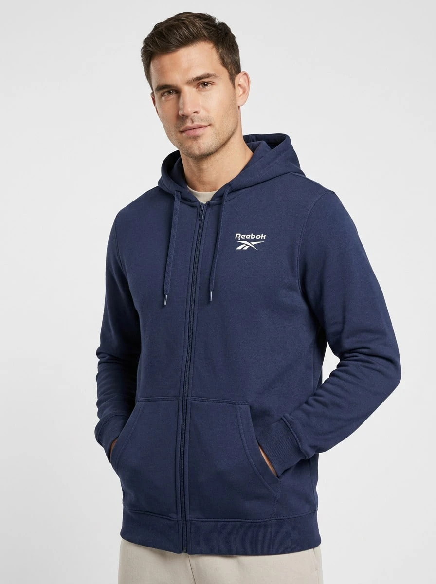 Reebok Men's Sports & Outdoor Hoodies Lightweight Durable Fleece-Lined Home Weekend Sports Blue HH8315 - Blue - View 1