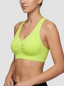 Puma Women's Sports Bras Breathable Classic Fit Stretchy Daily Casual Home Green 524361-39 - 綠色 - 查看 1