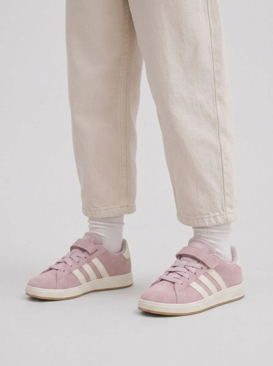Adidas Grand Court Kids' Sneakers Durable Classic Retro Travel Training Street Style JH6181 - Beige - View 1