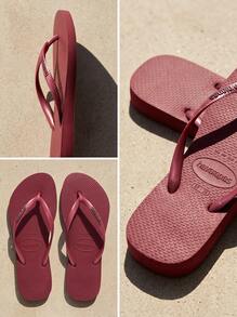 Havaianas نعال نسائية معدنية بشعار نحيف باللون الذهبي الوردي - Amaranth - مشاهدة 4
