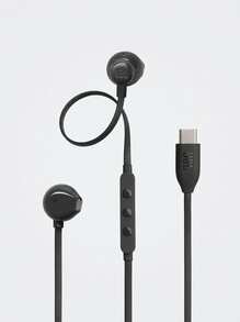 JBL TUNE 305C Wired In-Ear Earphones, High Resolution 96 KHz/24 Bit Sound, Preset EQ, USB Type-C, 12.5mm Dynamic Driver, Built-In Mic, Open Type, Flat Cable, Black - Black - View 2