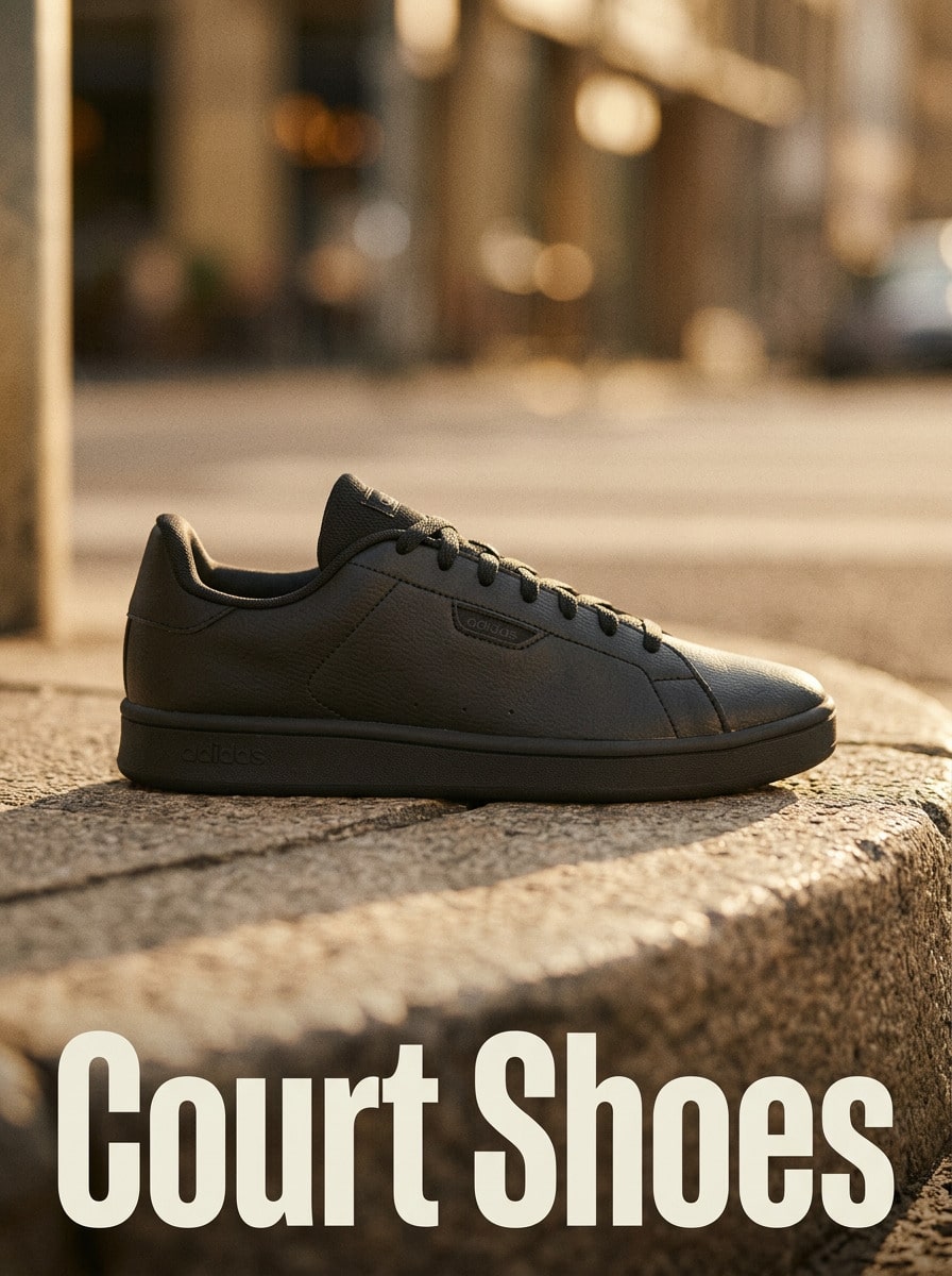 Adidas Court Men's Casual Athletic Shoes Lace-Up Heritage Flexible Commuting Gym Travel JI1049 - Black - View 1