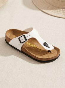 Birkenstock GIZEH Kids' Flat Sandals Versatile Anti-Slip Ergonomic Travel Walking Summer White GIZEHKidsBirkoFlorNarrow - White - View 3