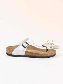 Birkenstock GIZEH Kids' Flat Sandals Versatile Anti-Slip Ergonomic Travel Walking Summer White GIZEHKidsBirkoFlorNarrow - White - View 2