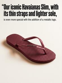 Havaianas نعال نسائية معدنية بشعار نحيف باللون الذهبي الوردي - Amaranth - مشاهدة 2