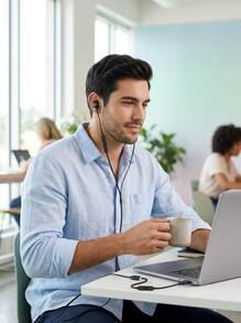 JBL TUNE 305C Wired In-Ear Earphones, High Resolution 96 KHz/24 Bit Sound, Preset EQ, USB Type-C, 12.5mm Dynamic Driver, Built-In Mic, Open Type, Flat Cable, Black - Black - View 5