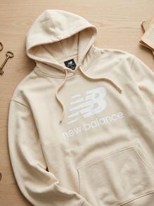 New Balance بلوزة هوديي أساسية للنساء لون بيج - بني - مشاهدة 2
