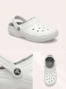Crocs كلوغ نسائي كلاسيكي أبيض مبطن 203591 - أبيض/رمادي - مشاهدة 6