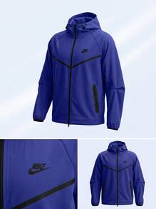 Nike Men's Sports Jackets Durable Versatile Waterproof Training Travel Casual Blue HM7151-539 - Deep Night/Deep Night/Black - View 4