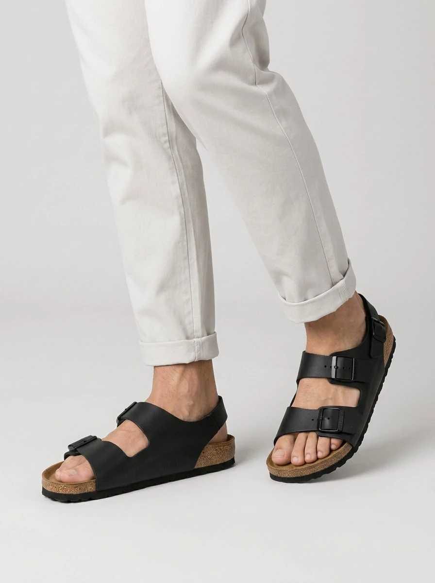 Birkenstock MADRID Men's Lightweight Adjustable Comfortable Walking Daily Shopping 34793 - Black - View 1