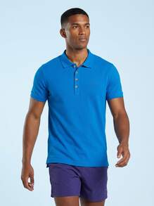 Diesel Men's Polo Shirts Classic Fit Premium Durable Travel Golf Daily 00SQFQ-R0MXZ-427 - Blue - View 2